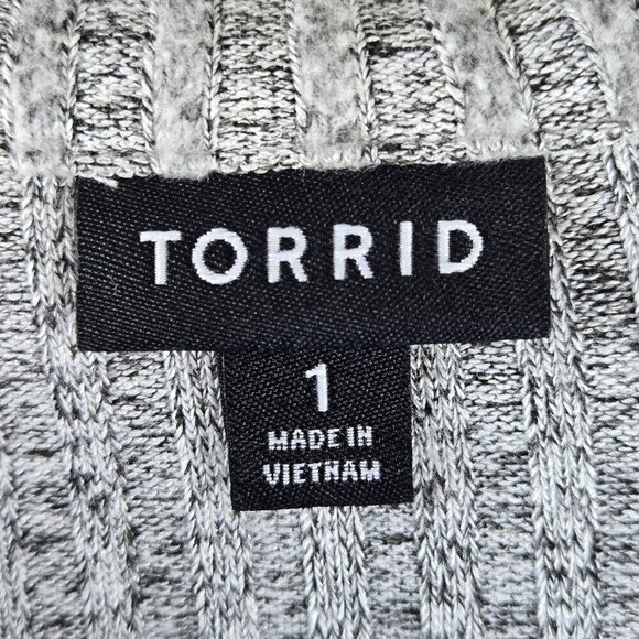 Torrid Size 1 (US 1X 14-16) Light Gray Half Zip Sweater Ribbed Long Sleeve - Picture 8 of 11